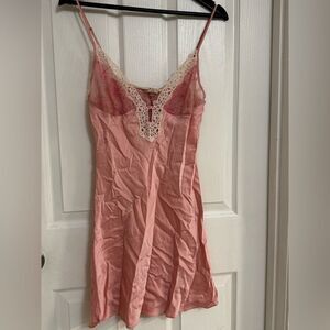 Vintage Pink Lace Slip Dress Y2K Nightie – JIEXIU Size M